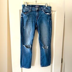 Tommy Hilfiger Distressed Medium Wash Blue Ripped Jeans Cropped Size 6